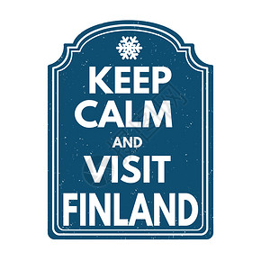 保持冷静并访问芬兰的白色背景矢量插图图片