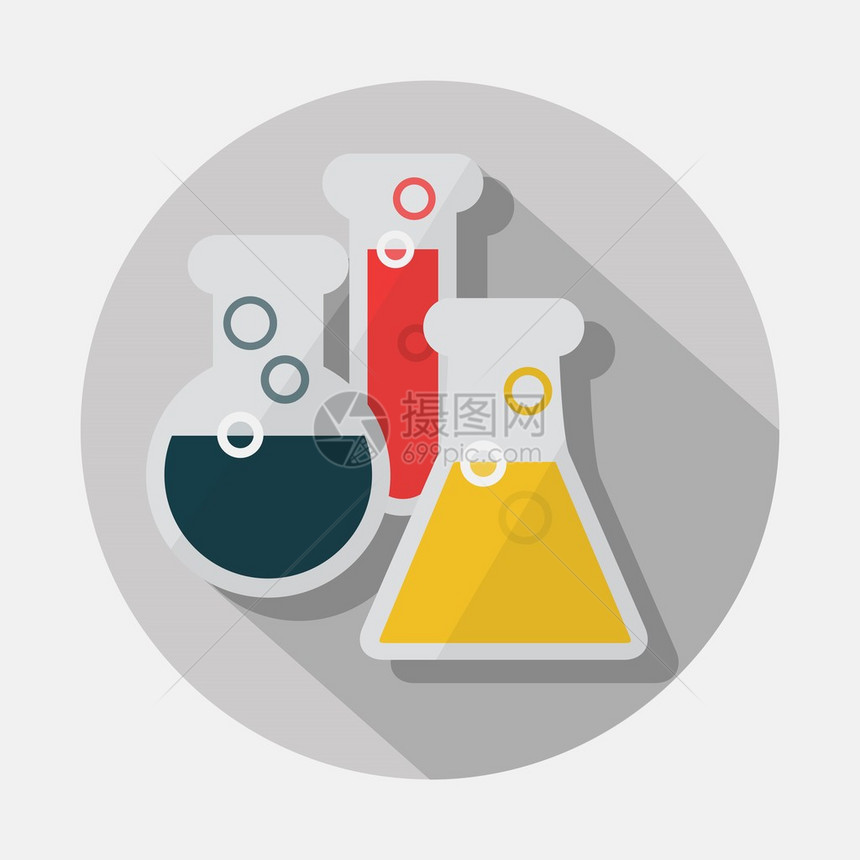 灰色背景有长阴影的实验室玻璃器件图标图片