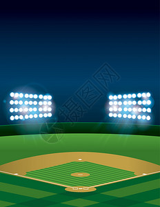 夜间照明的棒球或垒球场体育场矢量EPS10可用文件包含透明胶片和渐变图片