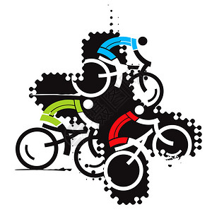 骑自行车在grunge背景x形上的图标适合印刷T图片