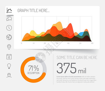 带有平面设计图表和图表的简单Infgraphic仪表图片