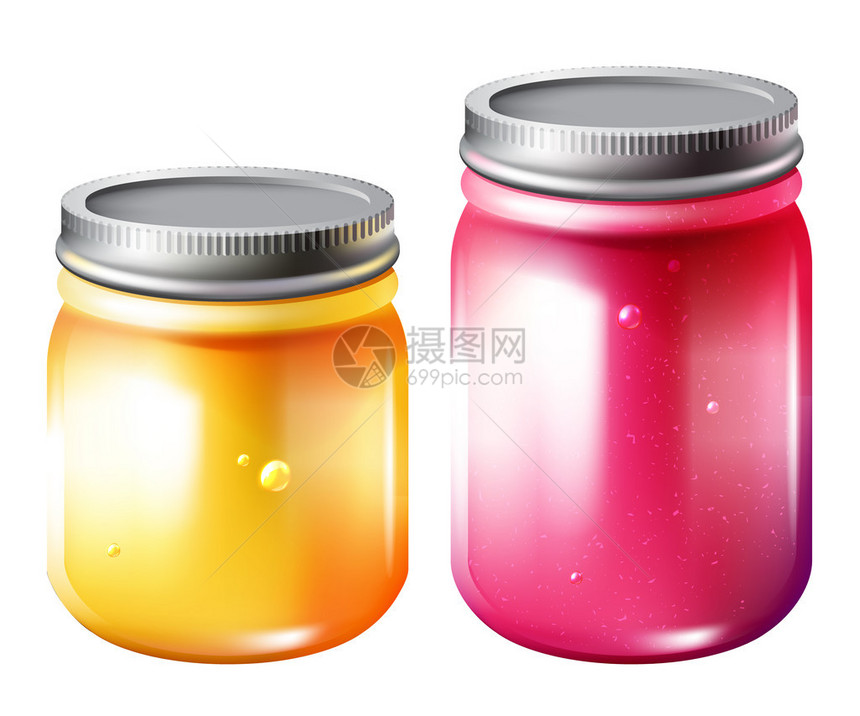 玻璃罐加果酱矢量亮度孤立图示两罐加粉图片