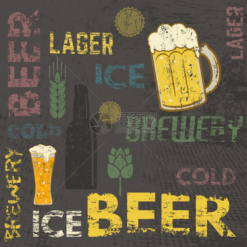 以啤酒为主题的印刷招贴画设计关于破碎背图片