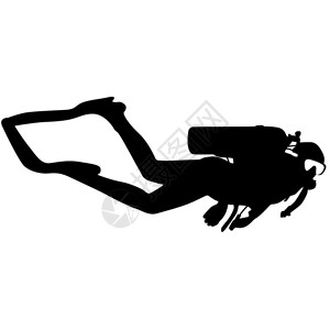 黑色剪影水肺潜水员矢量图图片