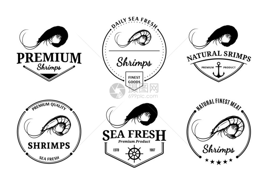 矢量虾设计要素标签模板徽章图片