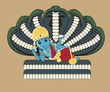 梵Vishnu印度神话插画