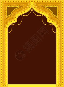 黄金艺术装饰印度神话框架矢量背景图片
