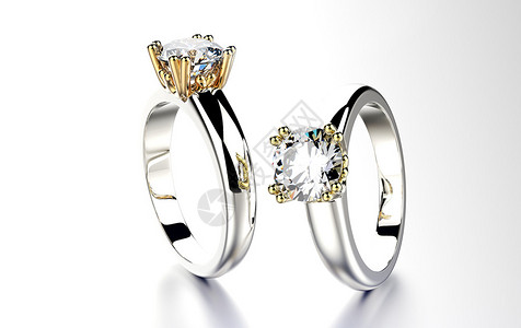 两枚带钻石的订婚豪华戒指图片