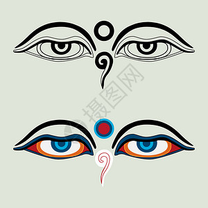 尼泊尔语眼眼眼象征智慧与插画