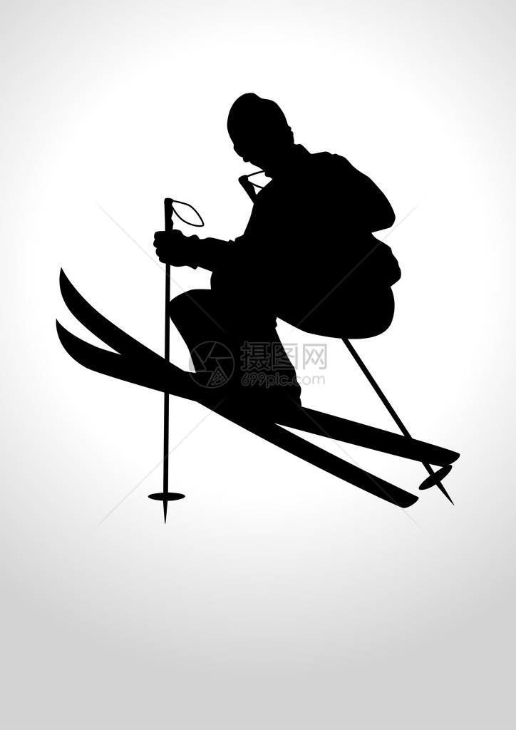 一名男子在滑雪中玩图片