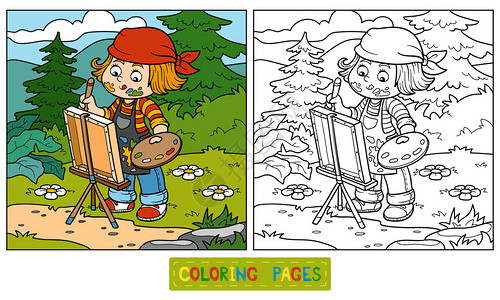 儿童彩色书籍女孩艺术家利用自然图片