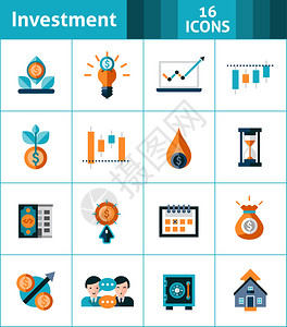 配有市场分析证券交易所股票交易符号的投资图标单矢量插图的图片