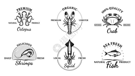 矢量海鲜设计要素标签模板徽章图片