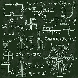 黑白板上的物理公式和现象Vintag图片