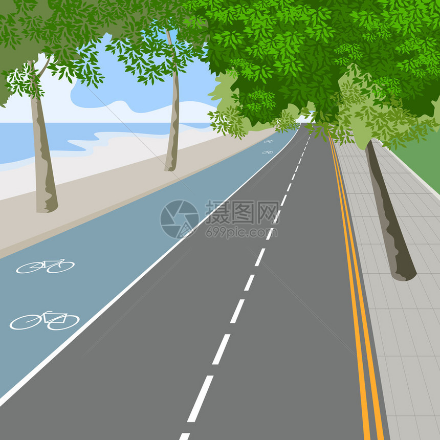 自行车道交通标志自然图片
