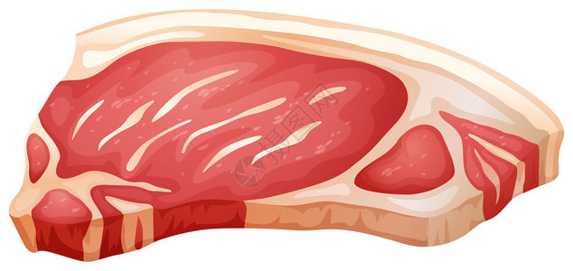 饱满肉多单切新鲜猪排插画