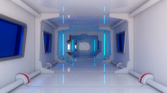 未来科幻未来走廊内部背景图片