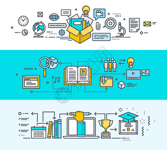 网站横幅宣传材料教育应用软件的矢量插图图片