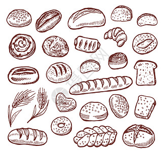 手工绘制的面包店面条图片