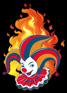 黑色插图上的火焰小丑背景图片