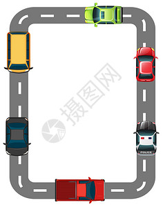 边界与道路和汽车插图图片