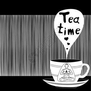茶时间卡矢量插图茶图片