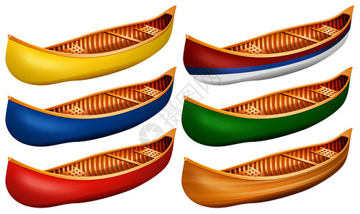 在六种颜色的木独舟图片