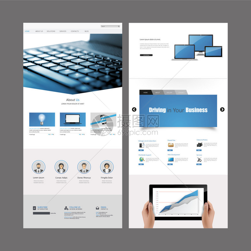 一页网站模板和标题设计图片