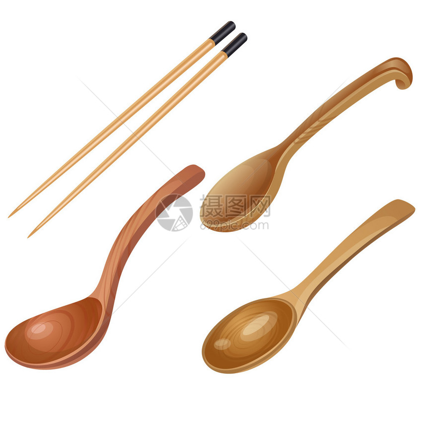 木勺三种木筷一对图片