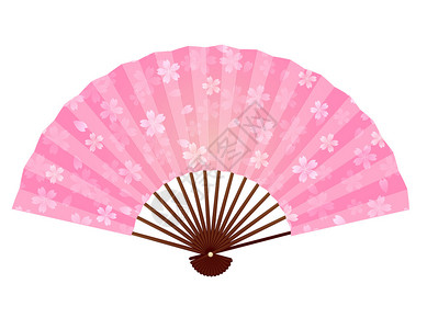 粉色樱花折扇图片