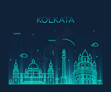 Kolkata详细描述silhouetteTrendy矢量显示线样图片