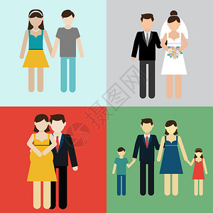 由已婚夫妇父母和子女组成的家图片