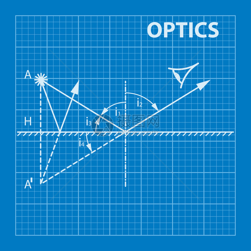 蓝图背景上的几何光学图片