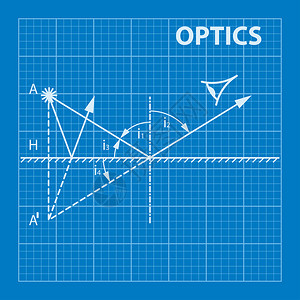 蓝图背景上的几何光学背景图片