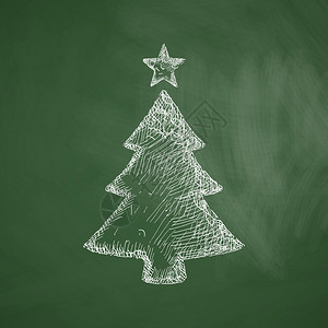 粉笔板上的圣诞树图背景图片