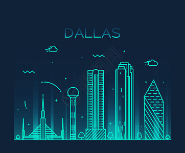 Dallas天线详细描述silhouetteTrendy矢量图片