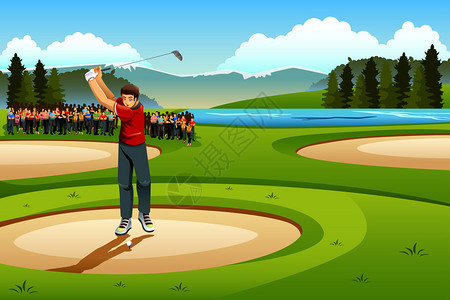 展示男子在体育竞赛系列比赛中打高尔夫图片