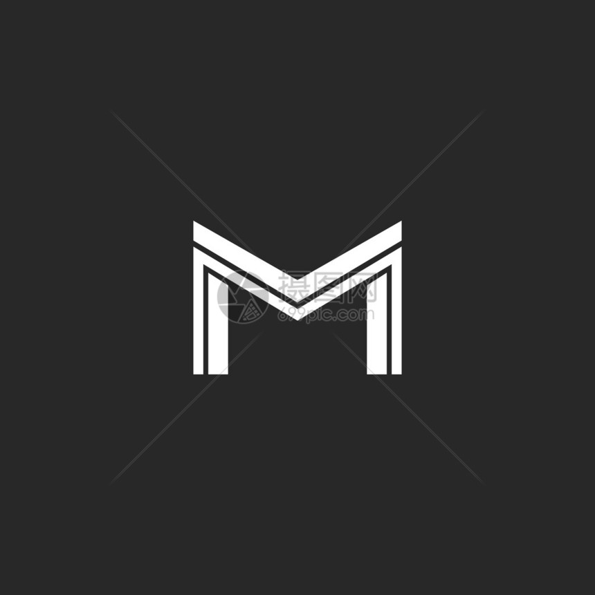 M字母标志一行单词现代概念构想小组徽图片