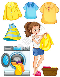 做洗衣工作的女人插图图片