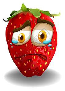 草莓哭脸插图背景图片