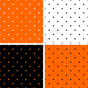 Polkadots橙色黑色和白色背景套件瓷砖装饰壁纸或图片
