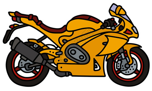 黄色摩托车的手画图片