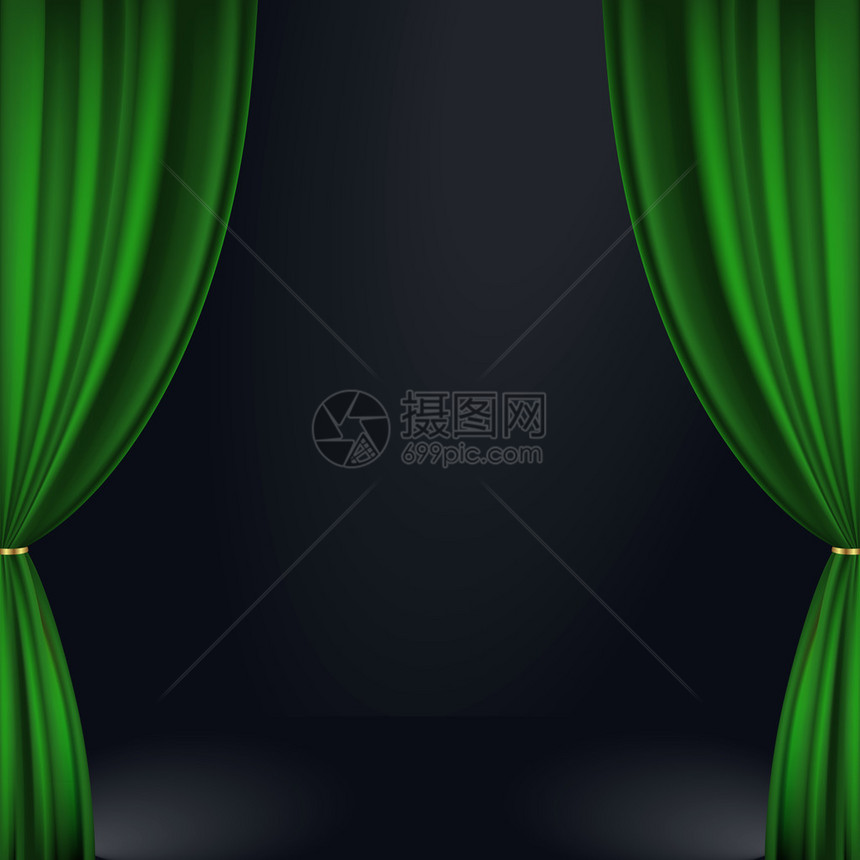 绿舞台窗帘的矢量插图Eps1图片