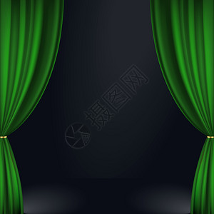 绿幕棚拍绿舞台窗帘的矢量插图Eps1插画