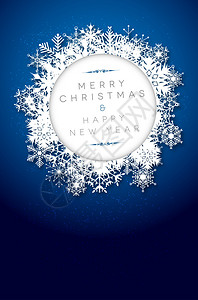 圣诞快乐和新年快乐卡片有雪花和文字位置图片