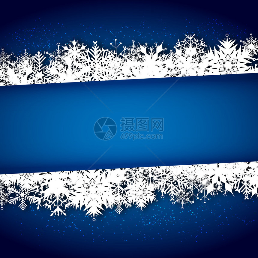 蓝色圣诞卡上面有雪花和位置图片