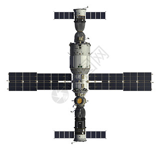 航天器和空间站三维模型白背图片