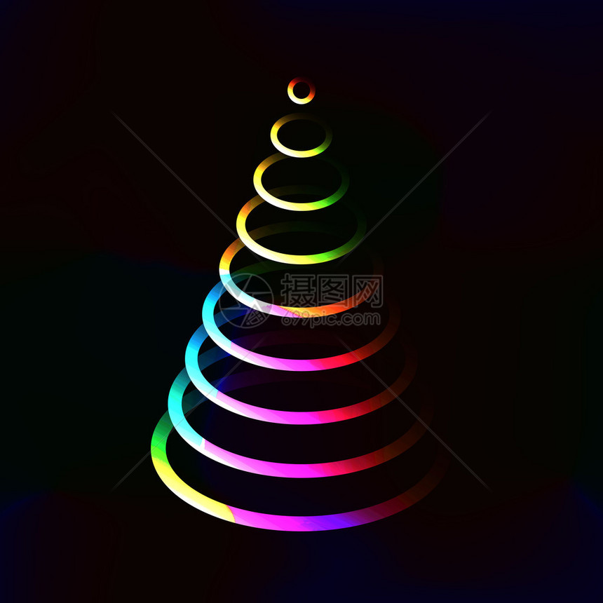 亮明灯闪耀着圣诞树由黑色图片