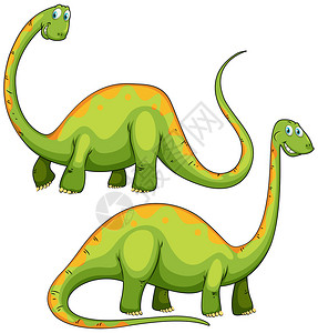 两只绿色恐龙微笑插图图片