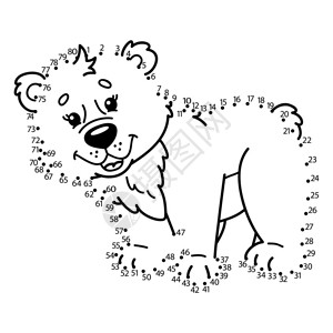 儿童快乐卡通熊点对拼图的矢量图解图片